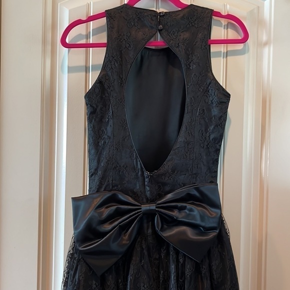 JESSICA McClintock Gunne Sax Whimsigoth black lace dress large bow open back S - Picture 12 of 17